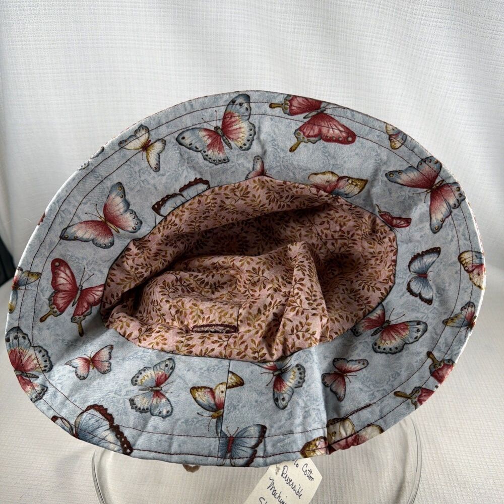 New Mad Hatter Port Townsend Handcrafted Reversible Bucket Hat Butterfly Floral - Picture 6 of 8